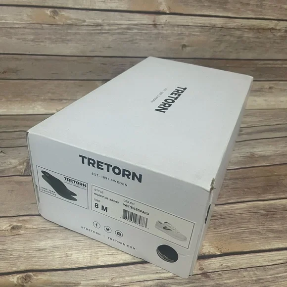 Tretorn Nylite Plus Leather White Leopard Sneakers Sz 8 - Picture 4 of 5